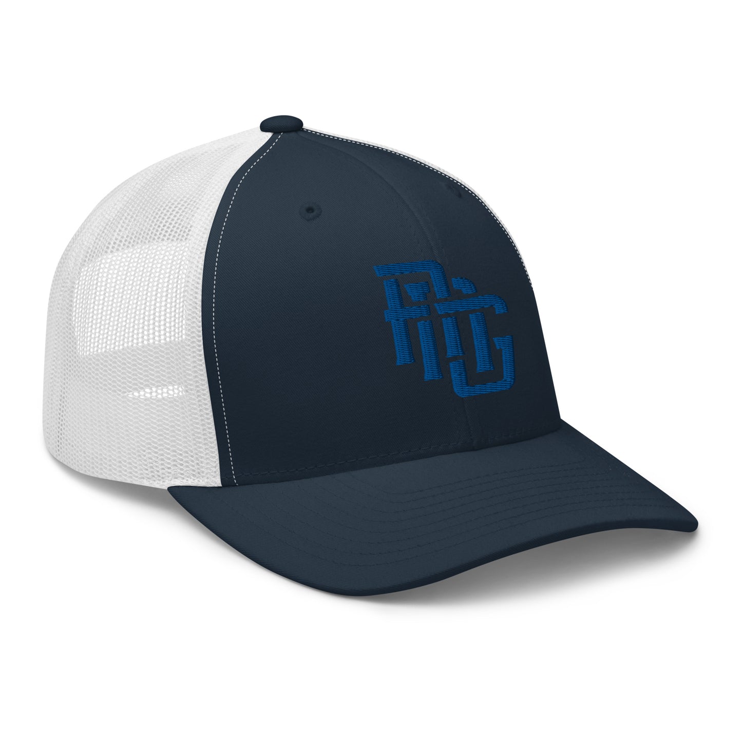"ANG" Retro Trucker Hat | Yupoong 6606 | E Luna CLASSIC Solocrest 1 Royal Thread Front Logo