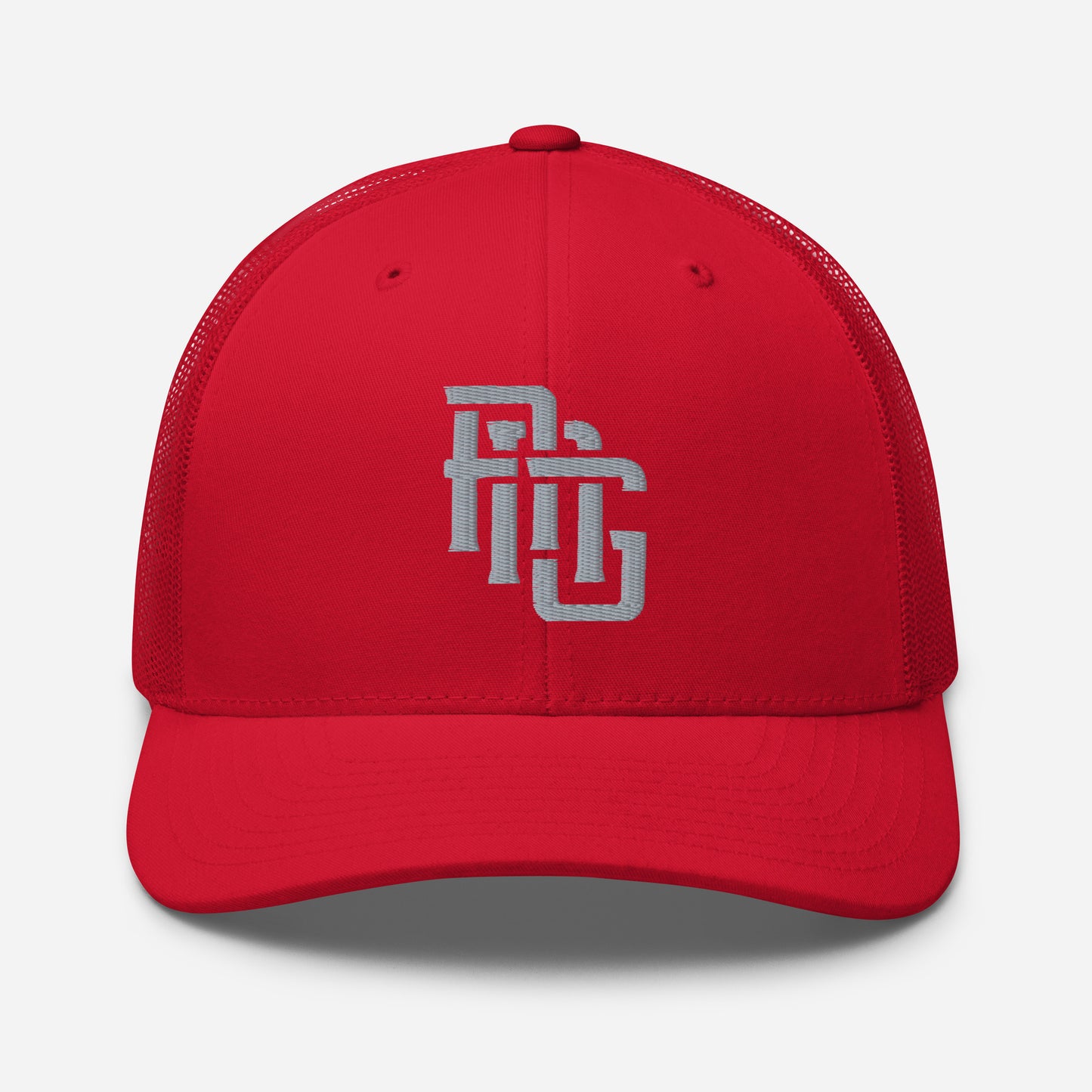 "ANG" Retro Trucker Hat | Yupoong 6606 | E Luna CLASSIC Solocrest 1 Grey Thread Front Logo