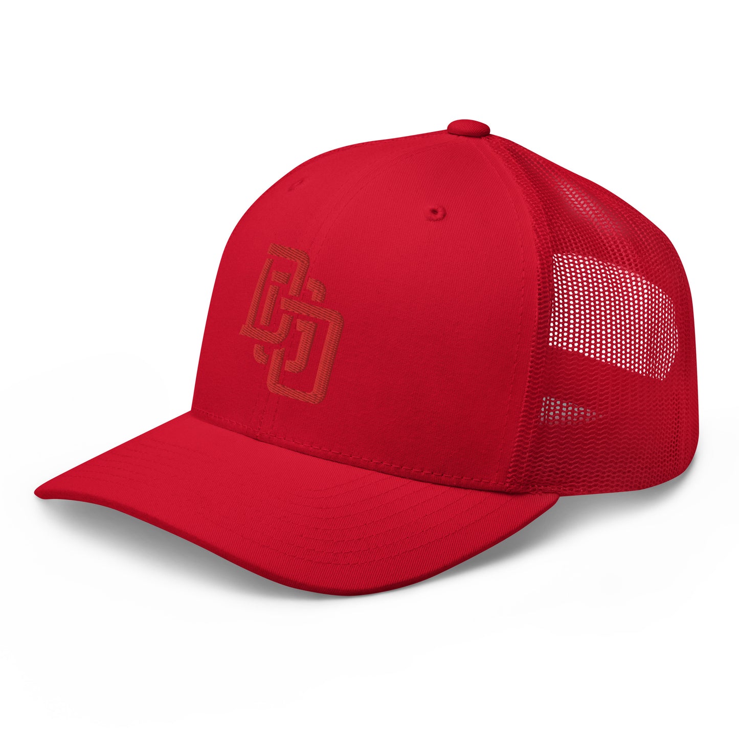 "DGO" Retro Trucker Hat | Yupoong 6606 | E Luna CLASSIC Solocrest 1 Red Thread Front Logo