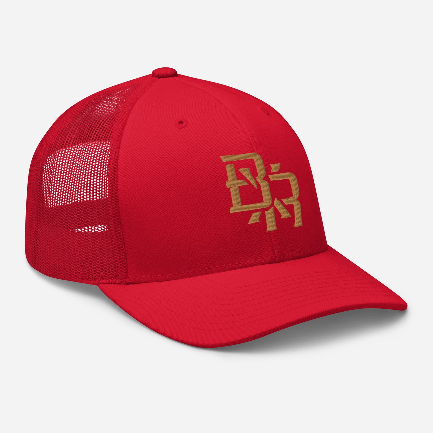 "BXR" Retro Trucker Hat | Yupoong 6606 | E Luna CLASSIC Solocrest 1 Old Gold Thread Front Logo