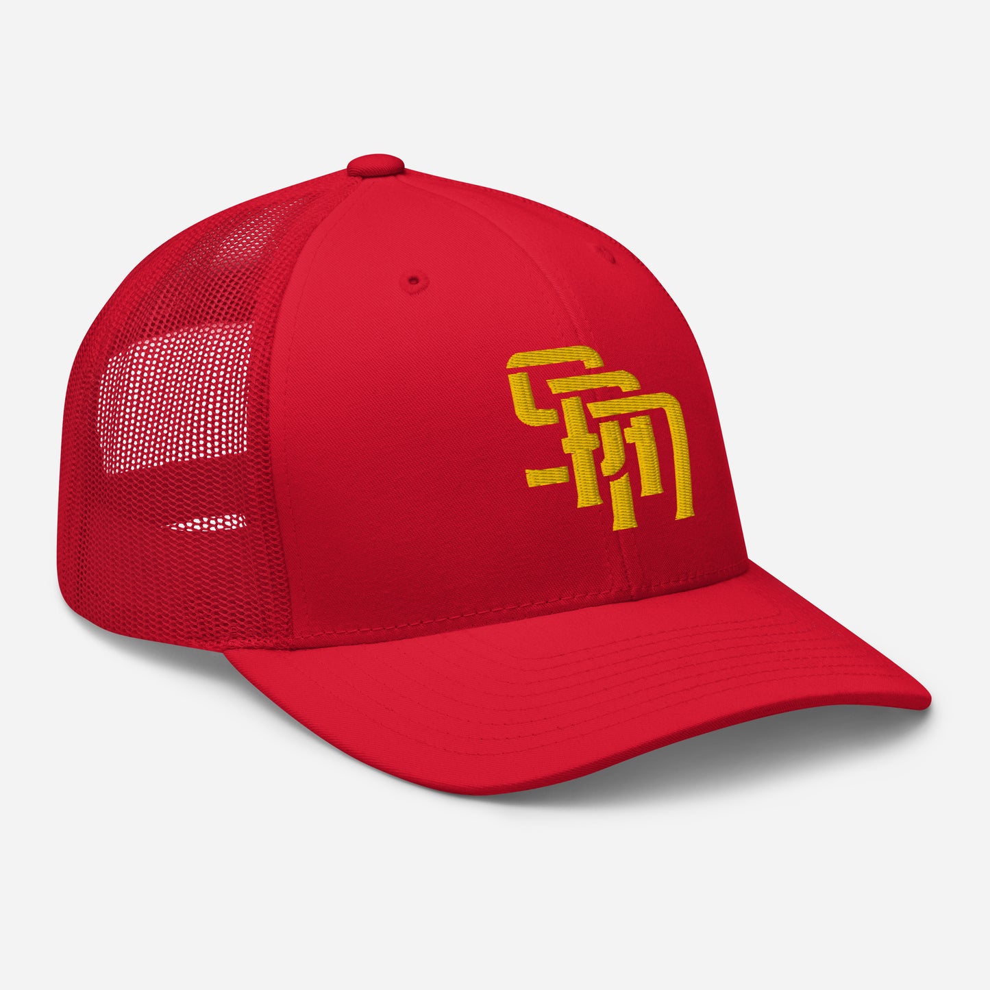 "SAN" Retro Trucker Hat | Yupoong 6606 | E Luna Brand CLASSIC Solocrest 1 Gold Thread Front Logo