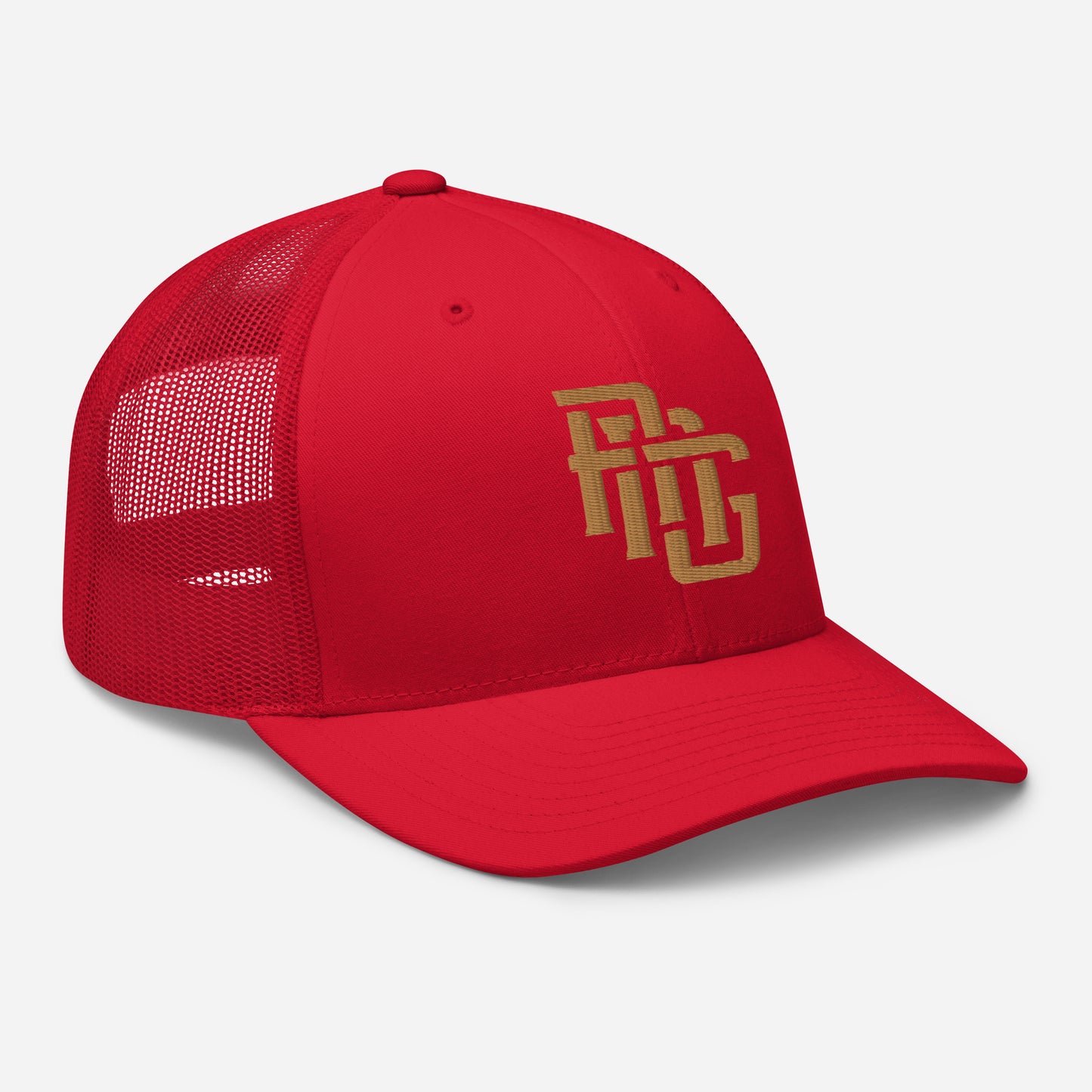 "ANG" Retro Trucker Hat | Yupoong 6606 | E Luna CLASSIC Solocrest 1 Old Gold Thread Front Logo