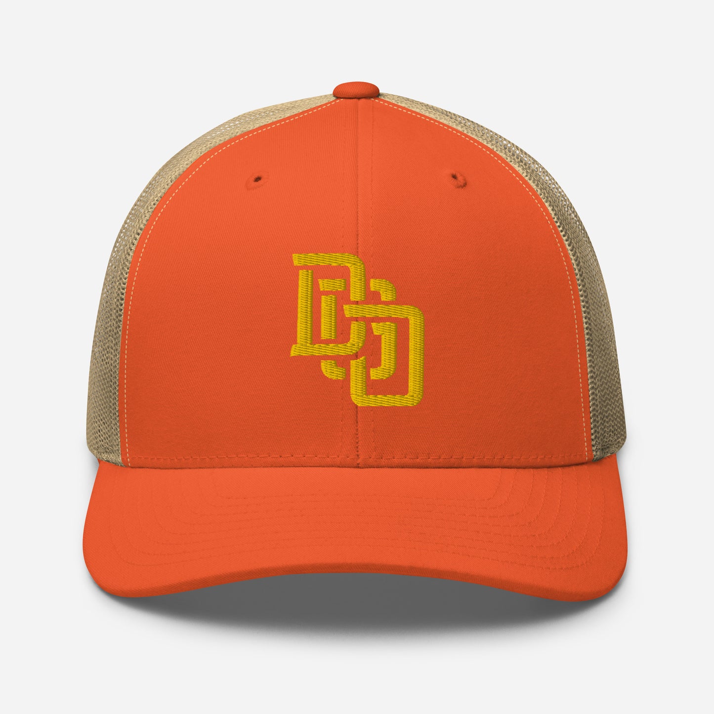 "DGO" Retro Trucker Hat | Yupoong 6606 | E Luna CLASSIC Solocrest 1 Gold Thread Front Logo