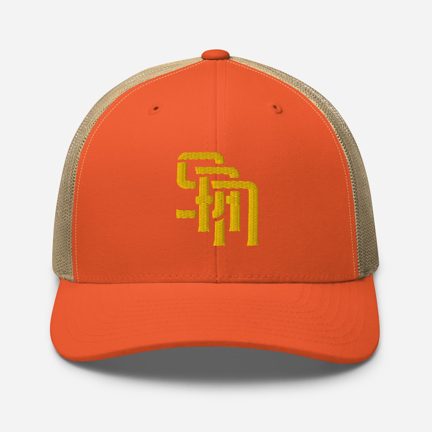 "SAN" Retro Trucker Hat | Yupoong 6606 | E Luna Brand CLASSIC Solocrest 1 Gold Thread Front Logo