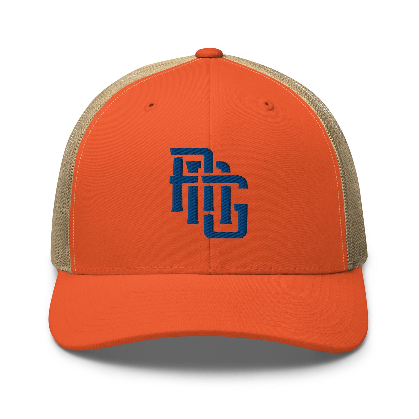 "ANG" Retro Trucker Hat | Yupoong 6606 | E Luna CLASSIC Solocrest 1 Royal Thread Front Logo
