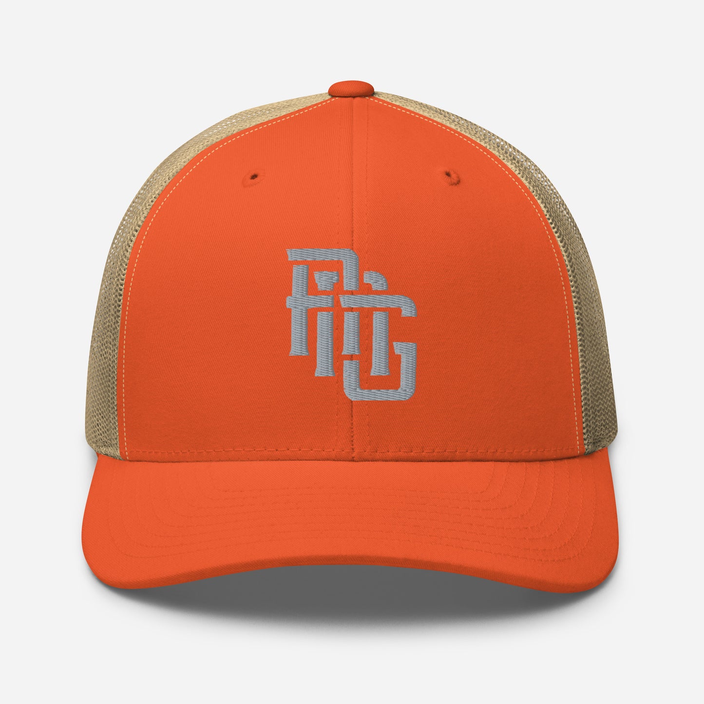"ANG" Retro Trucker Hat | Yupoong 6606 | E Luna CLASSIC Solocrest 1 Grey Thread Front Logo