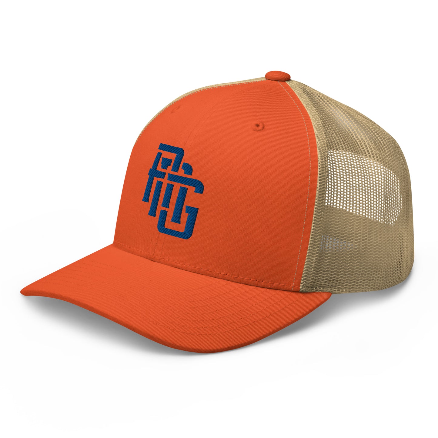 "ANG" Retro Trucker Hat | Yupoong 6606 | E Luna CLASSIC Solocrest 1 Royal Thread Front Logo