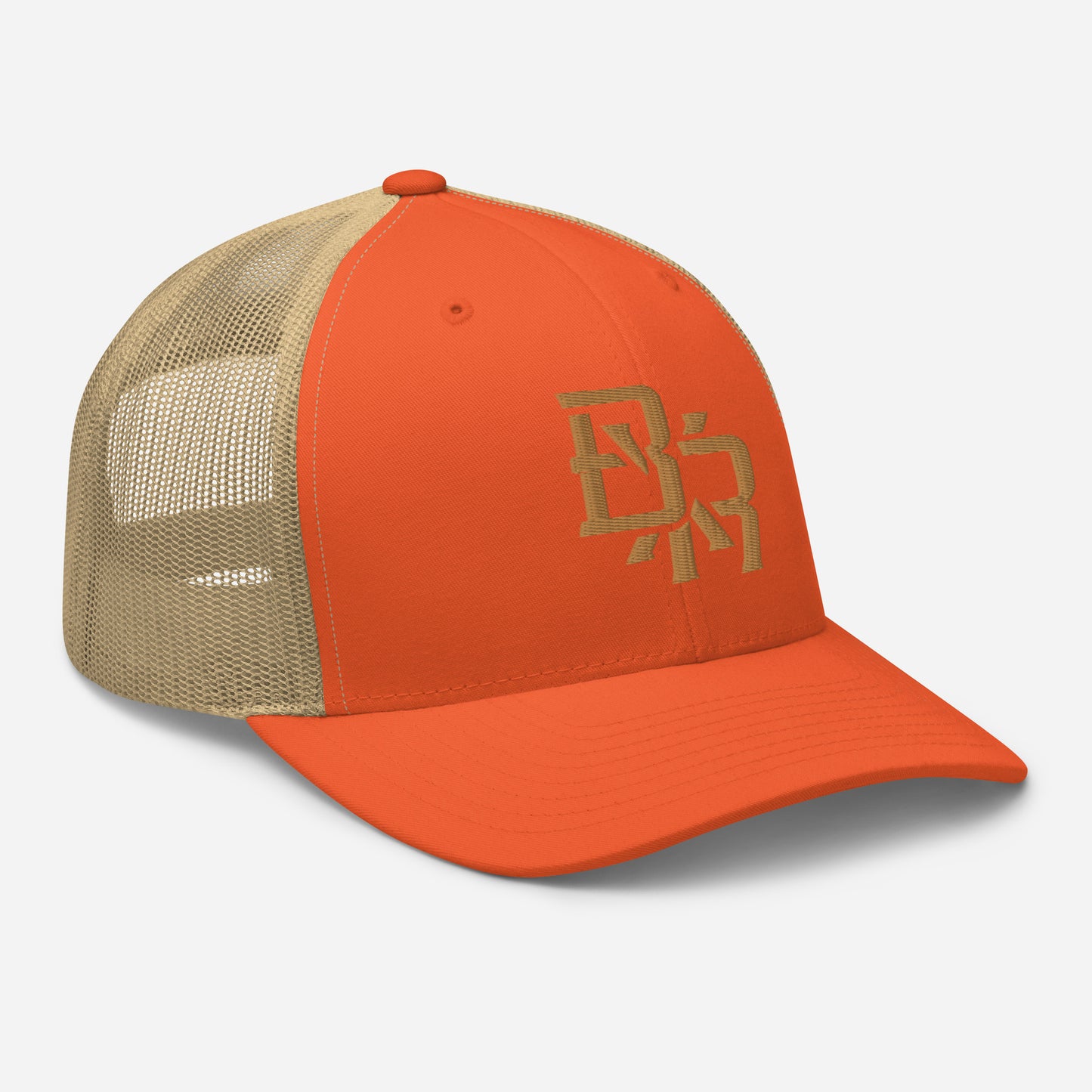 "BXR" Retro Trucker Hat | Yupoong 6606 | E Luna CLASSIC Solocrest 1 Old Gold Thread Front Logo