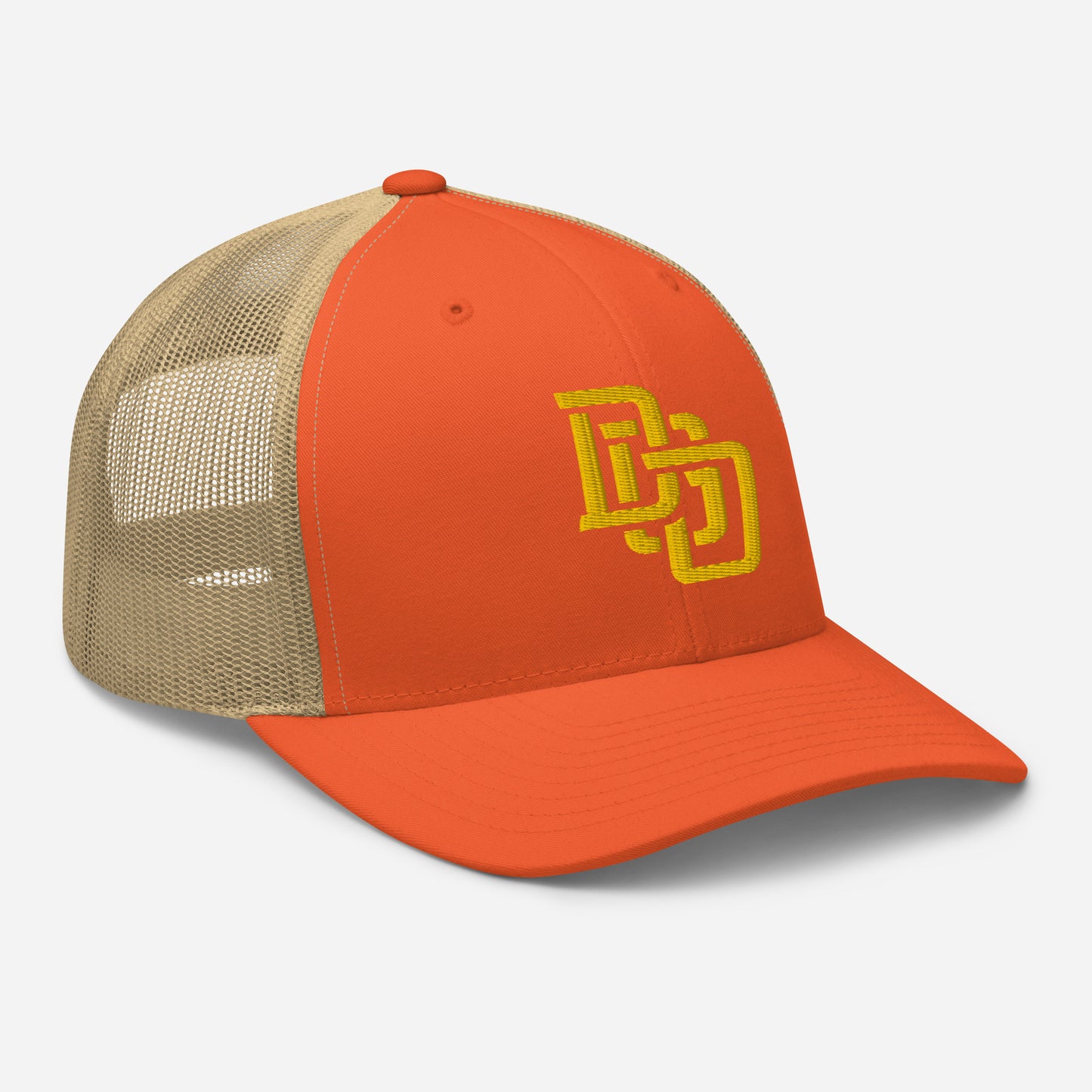 "DGO" Retro Trucker Hat | Yupoong 6606 | E Luna CLASSIC Solocrest 1 Gold Thread Front Logo