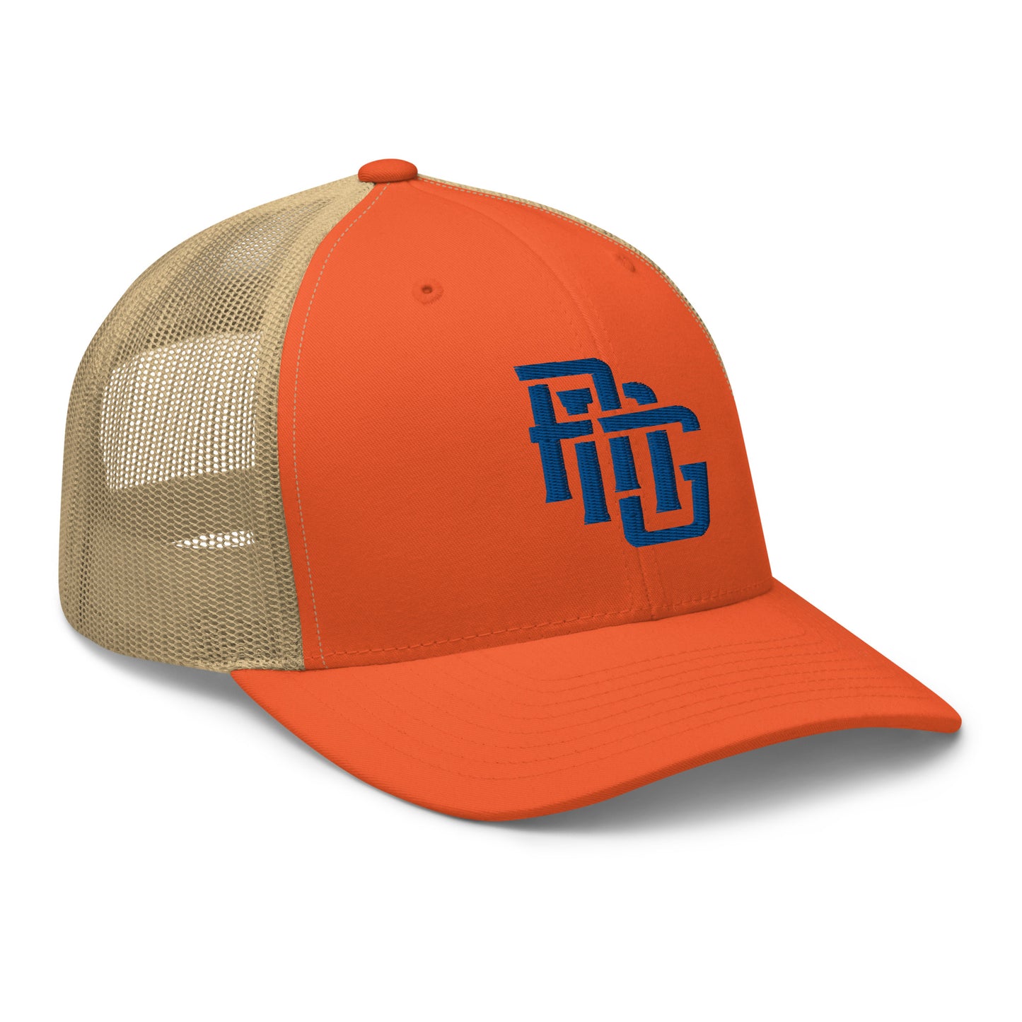 "ANG" Retro Trucker Hat | Yupoong 6606 | E Luna CLASSIC Solocrest 1 Royal Thread Front Logo