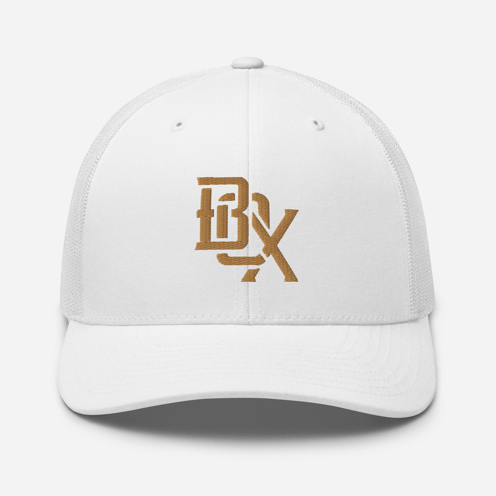"BOX" Retro Trucker Hat | E Luna Brand CORE | 1 Old Gold Thread Logo