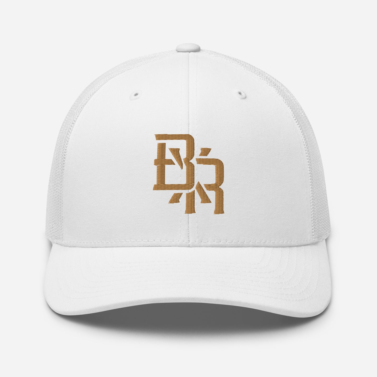 "BXR" Retro Trucker Hat | Yupoong 6606 | E Luna CLASSIC Solocrest 1 Old Gold Thread Front Logo