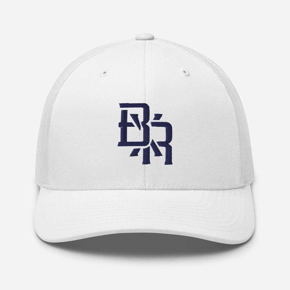 "BXR" Retro Trucker Hat | Yupoong 6606 | E Luna CLASSIC Solocrest 1 Navy Thread Front Logo