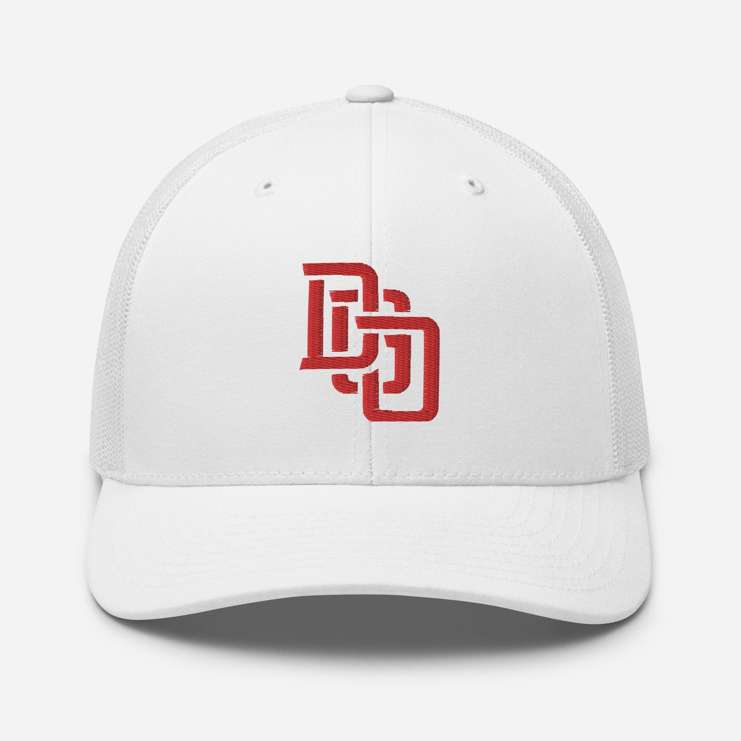 "DGO" Retro Trucker Hat | Yupoong 6606 | E Luna CLASSIC Solocrest 1 Red Thread Front Logo