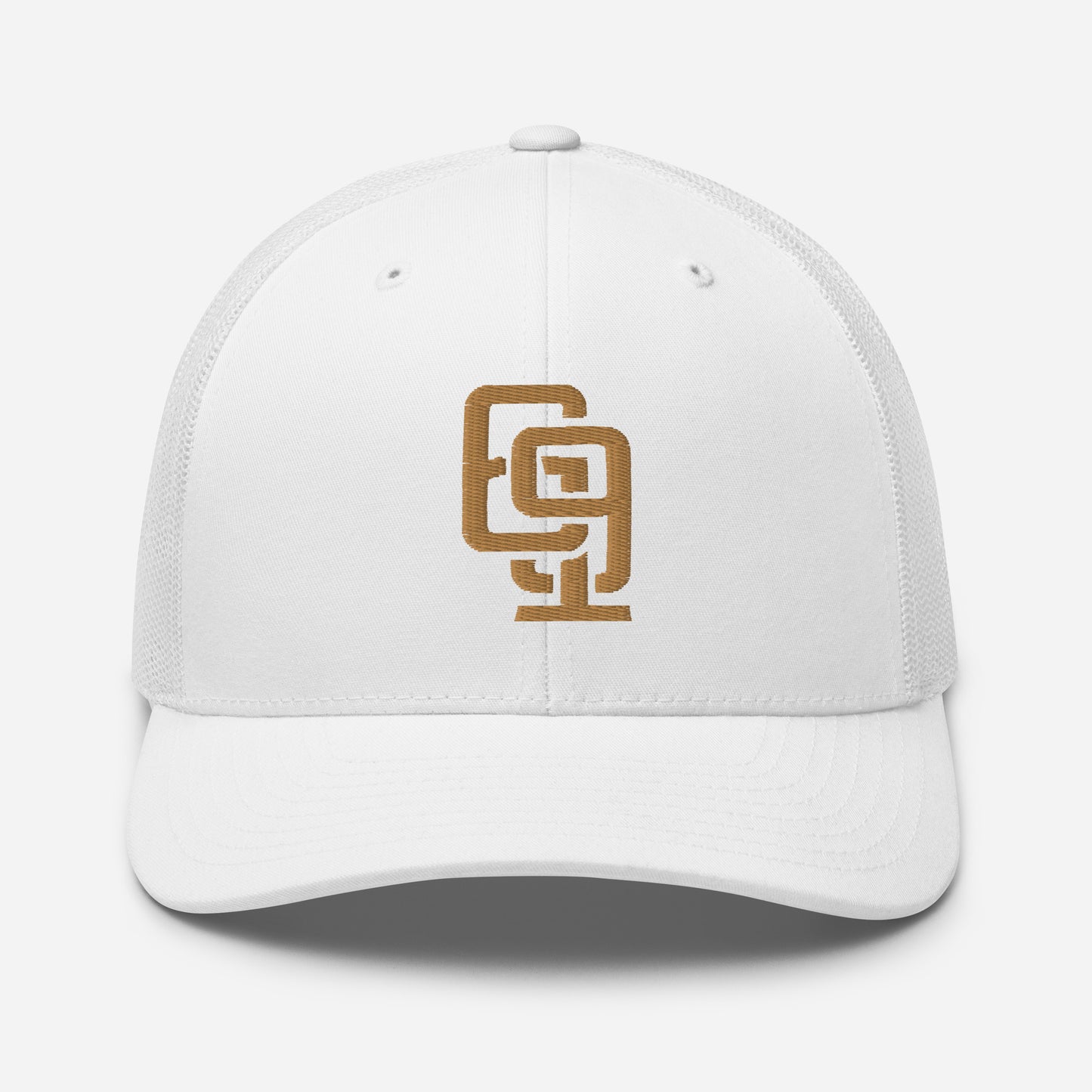 "619" Retro Trucker Hat | Yupoong 6606 | E Luna Brand CLASSIC Solocrest 1 Old Gold Thread Front Logo