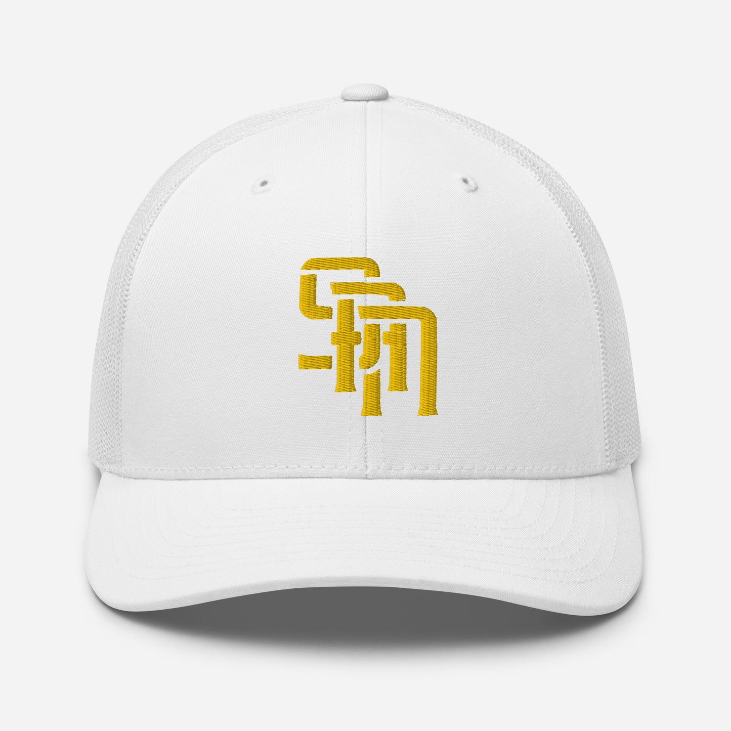 "SAN" Retro Trucker Hat | Yupoong 6606 | E Luna Brand CLASSIC Solocrest 1 Gold Thread Front Logo