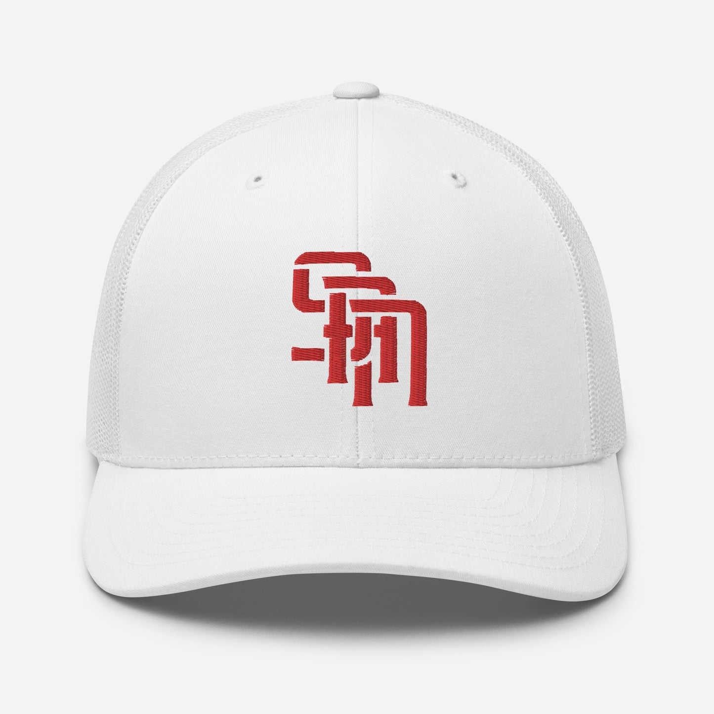 "SAN" Retro Trucker Hat | Yupoong 6606 | E Luna Brand CLASSIC Solocrest 1 Red Thread Front Logo