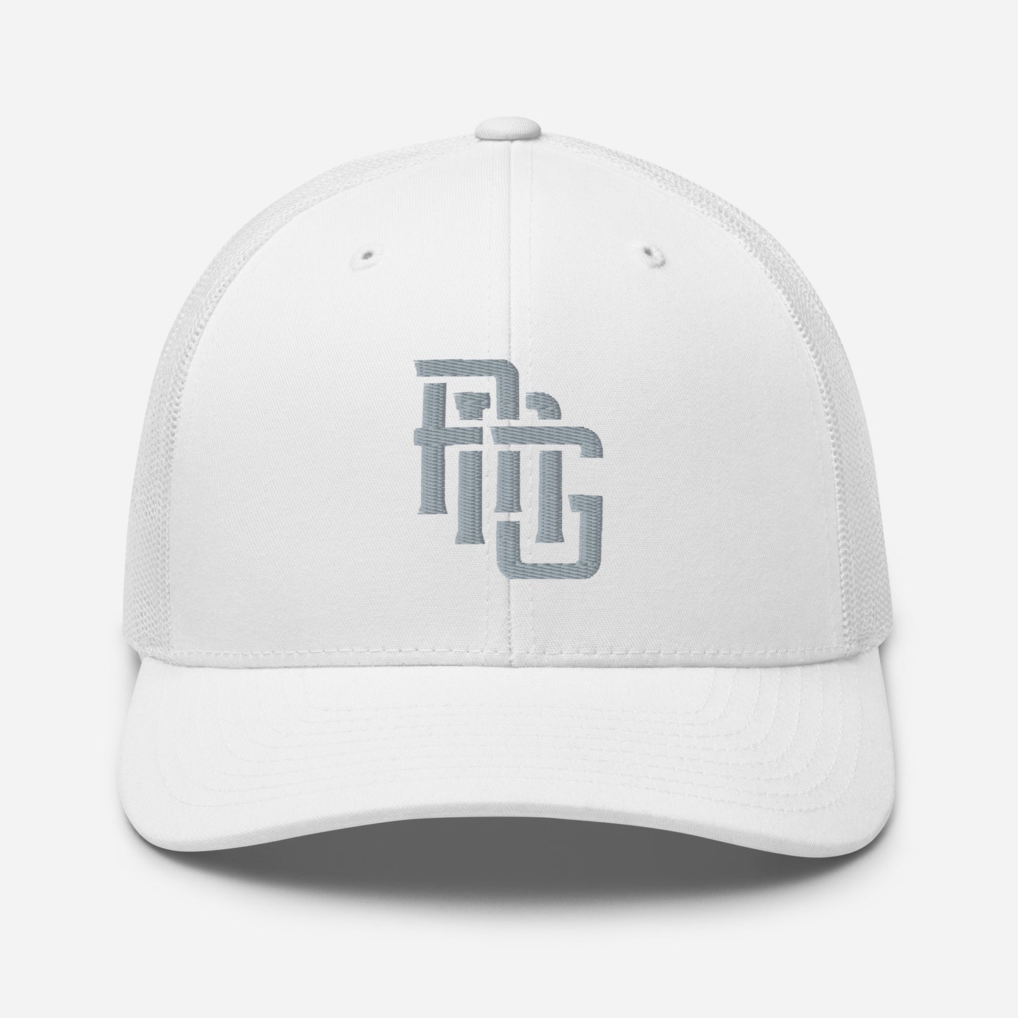"ANG" Retro Trucker Hat | Yupoong 6606 | E Luna CLASSIC Solocrest 1 Grey Thread Front Logo