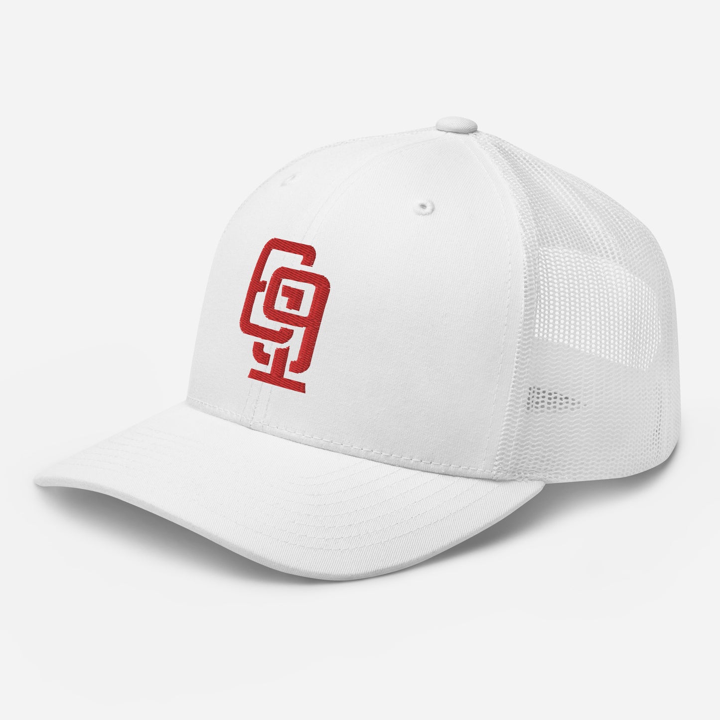 "619" Retro Trucker Hat | Yupoong 6606 | E Luna Brand CLASSIC Solocrest 1 Red Thread Front Logo