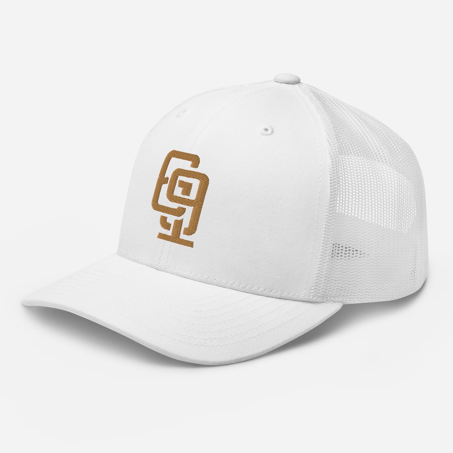 "619" Retro Trucker Hat | Yupoong 6606 | E Luna Brand CLASSIC Solocrest 1 Old Gold Thread Front Logo