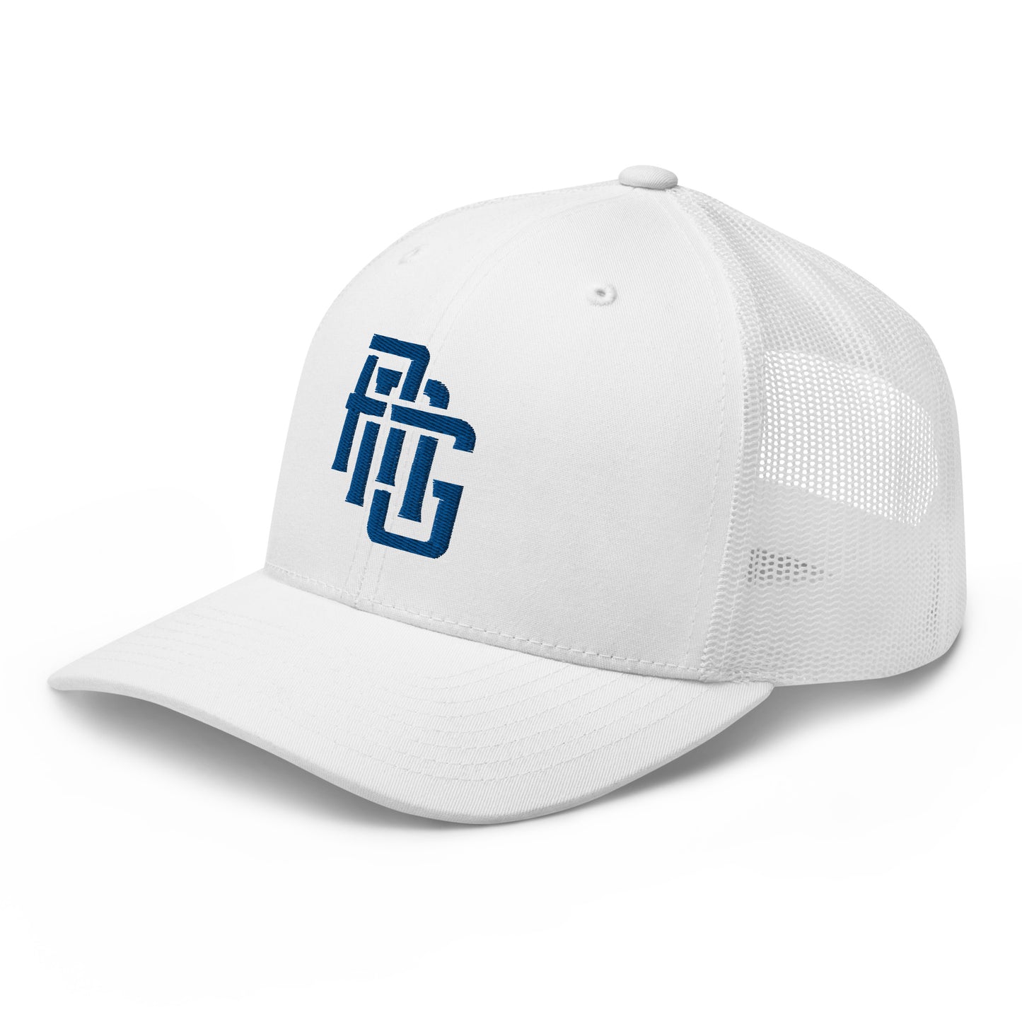 "ANG" Retro Trucker Hat | Yupoong 6606 | E Luna CLASSIC Solocrest 1 Royal Thread Front Logo