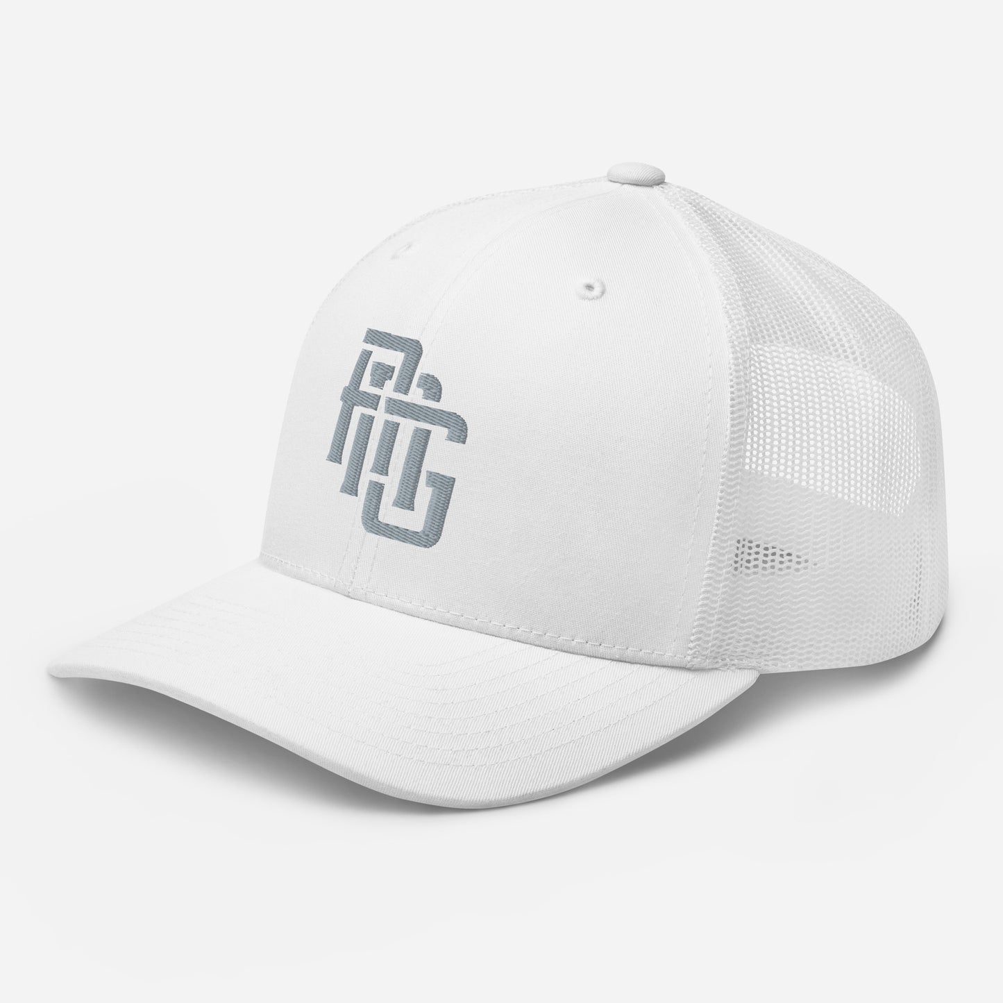 "ANG" Retro Trucker Hat | Yupoong 6606 | E Luna CLASSIC Solocrest 1 Grey Thread Front Logo