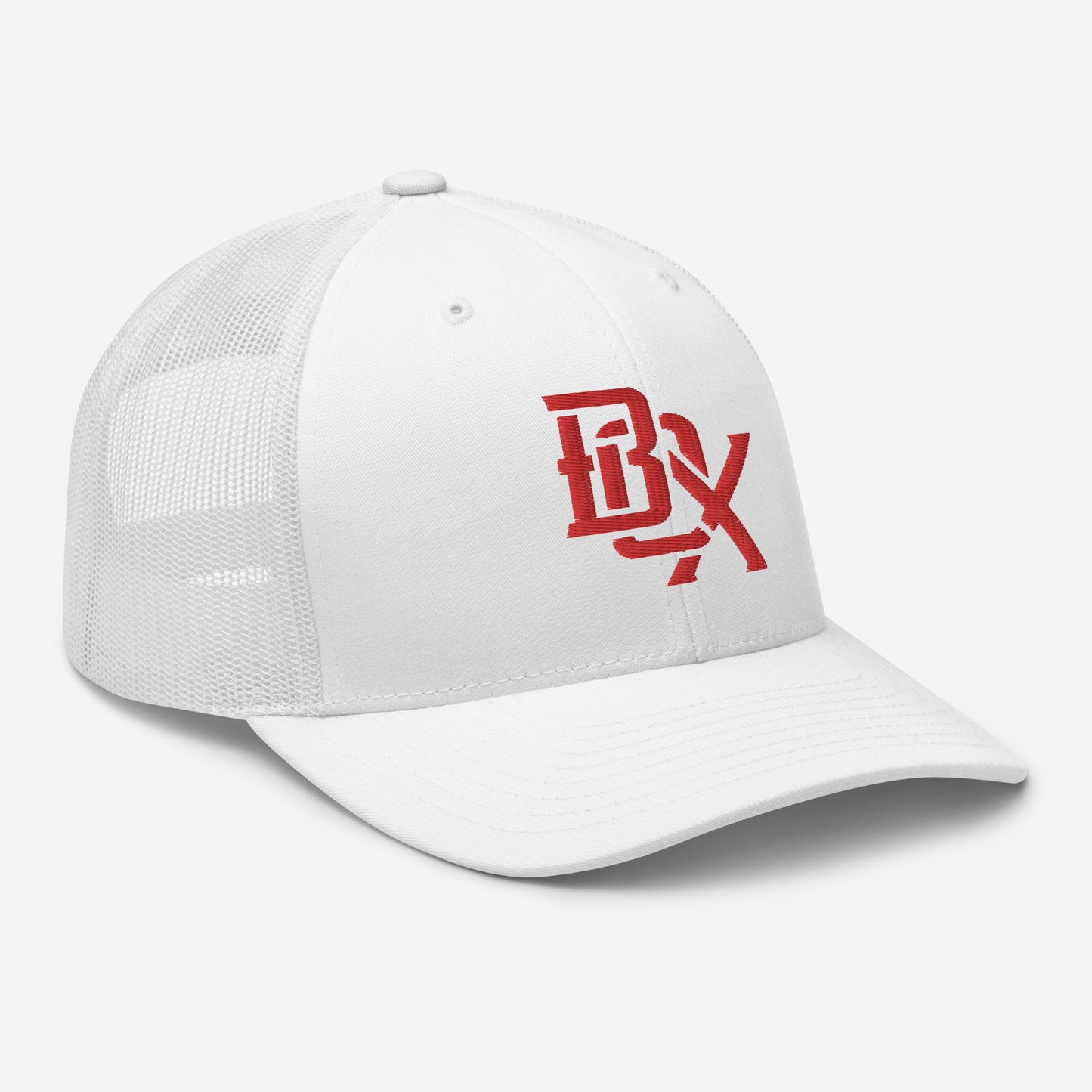 "BOX" Retro Trucker Hat | Yupoong 6606 | E Luna CLASSIC Solocrest 1 Red Thread Front Logo