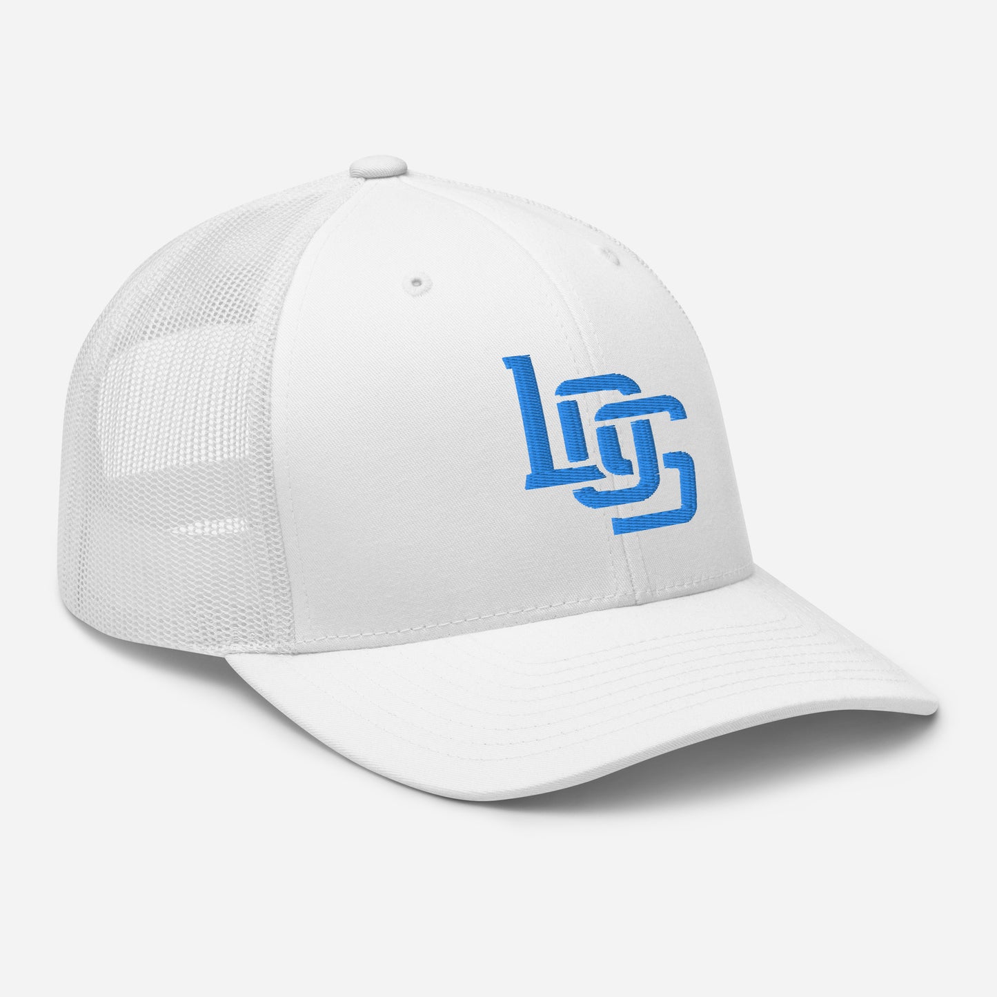 "LOS" Retro Trucker Hat | Yupoong 6606 | E Luna CLASSIC Solocrest 1 Aqua/Teal Thread Front Logo