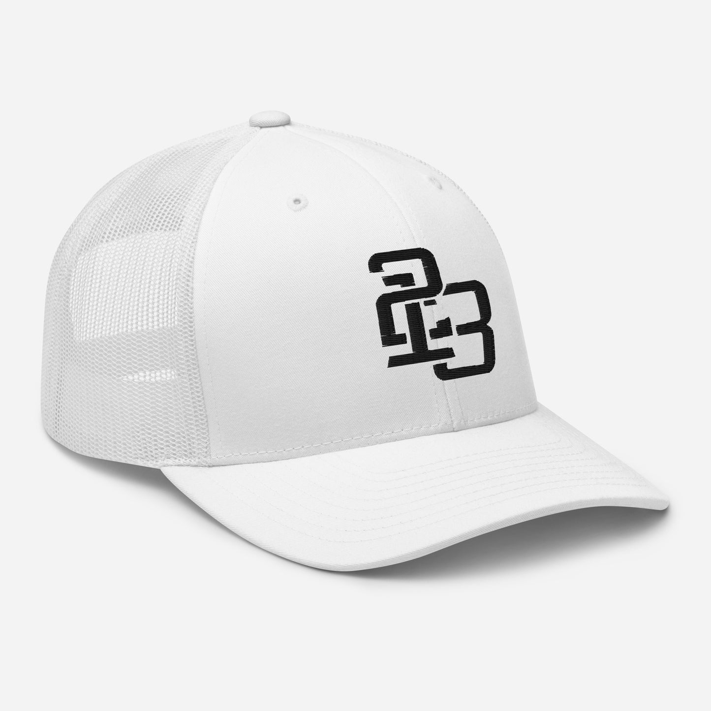 "213" Retro Trucker Hat | Yupoong 6606 | E Luna CLASSIC Solocrest 1 Black Thread Front Logo