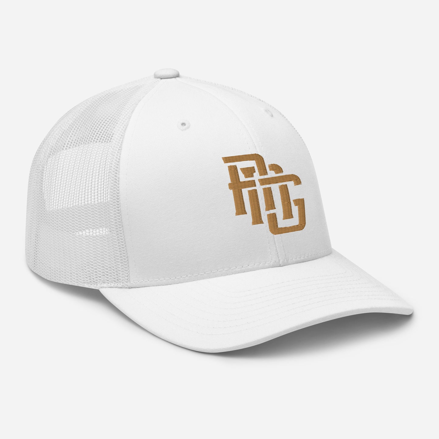 "ANG" Retro Trucker Hat | Yupoong 6606 | E Luna CLASSIC Solocrest 1 Old Gold Thread Front Logo