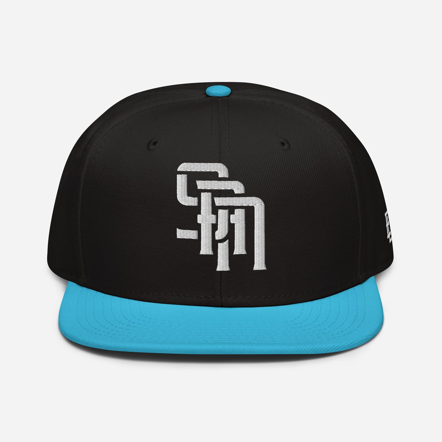 "SAN" Snapback | Otto Cap 125-978 | E Luna Brand ESSENTIAL Duocrest 2 White Thread Logos: Front & Left