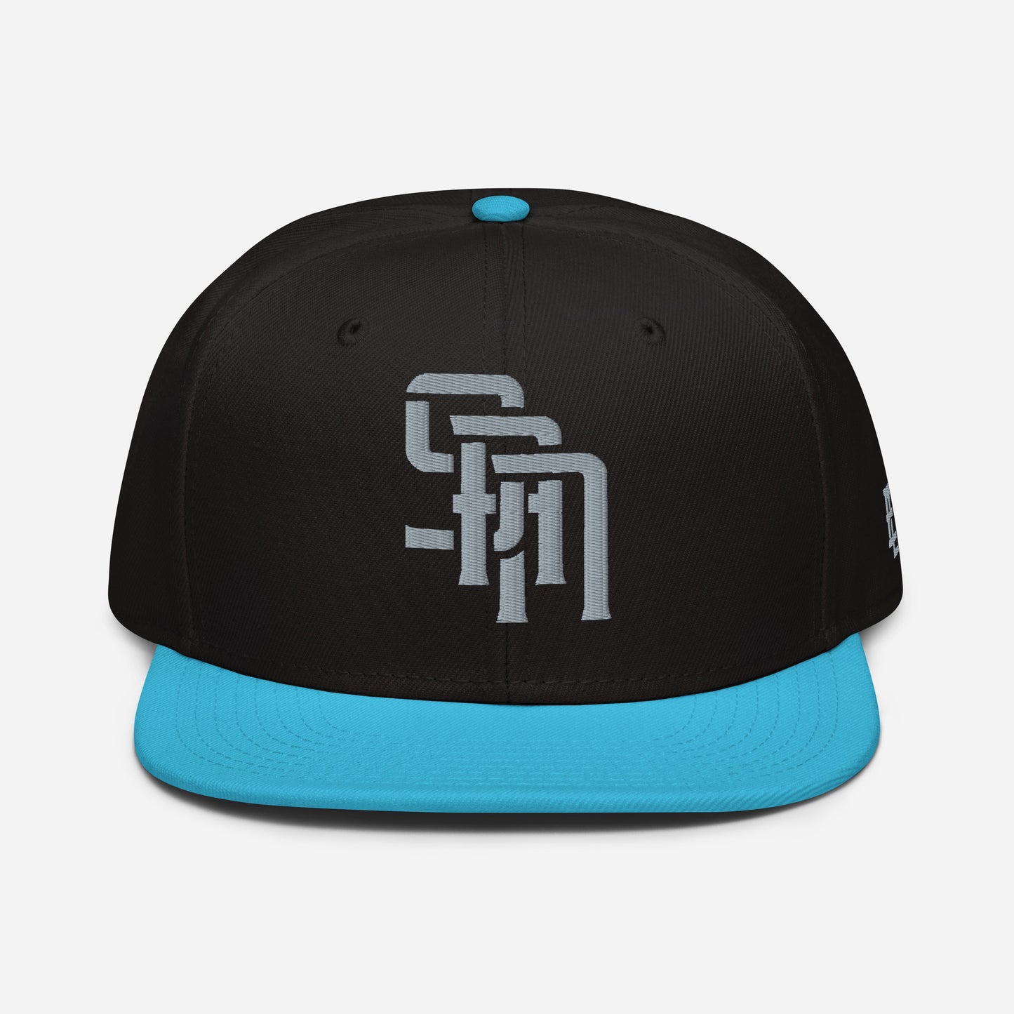 "SAN" Snapback | Otto Cap 125-978 | E Luna Brand ESSENTIAL Duocrest 2 Grey Thread Logos: Front & Left