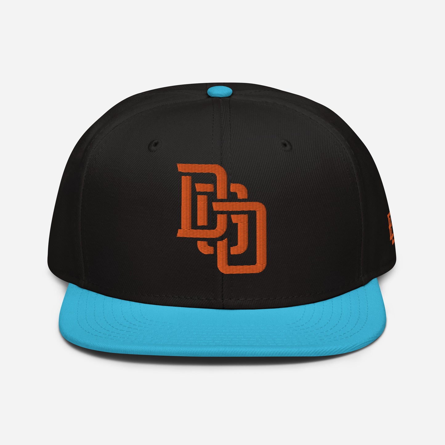 "DGO" Snapback | Otto Cap 125-978 | E Luna Brand ESSENTIAL Duocrest 2 Orange Thread Logos: Front & Left