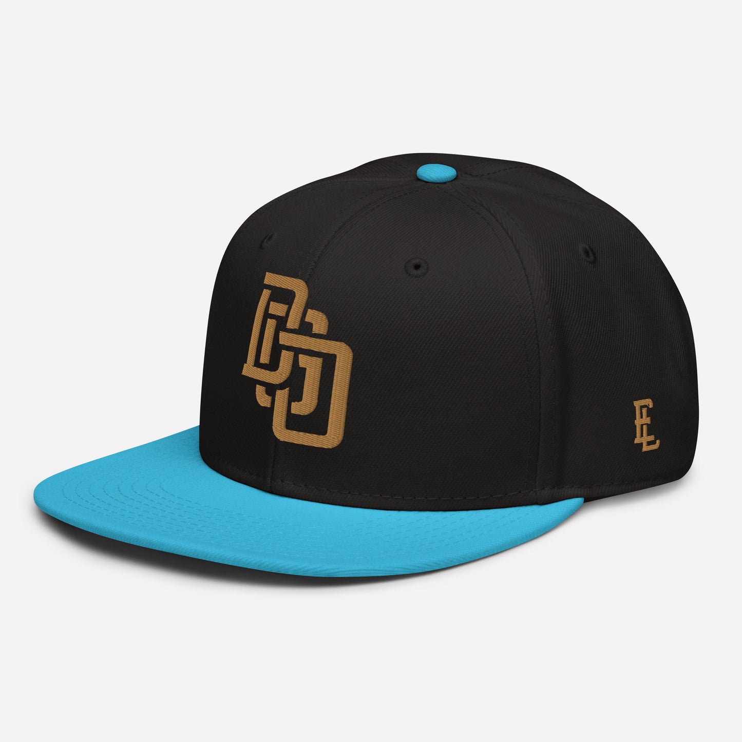 "DGO" Snapback | Otto Cap 125-978 | E Luna Brand ESSENTIAL Duocrest 2 Old Gold Thread Logos: Front & Left