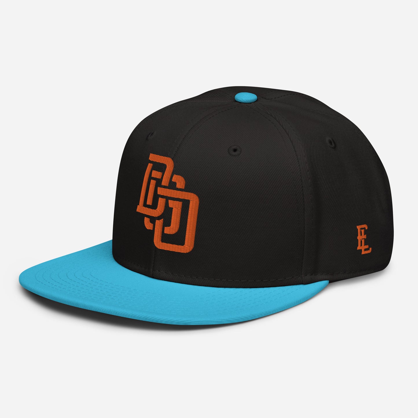 "DGO" Snapback | Otto Cap 125-978 | E Luna Brand ESSENTIAL Duocrest 2 Orange Thread Logos: Front & Left