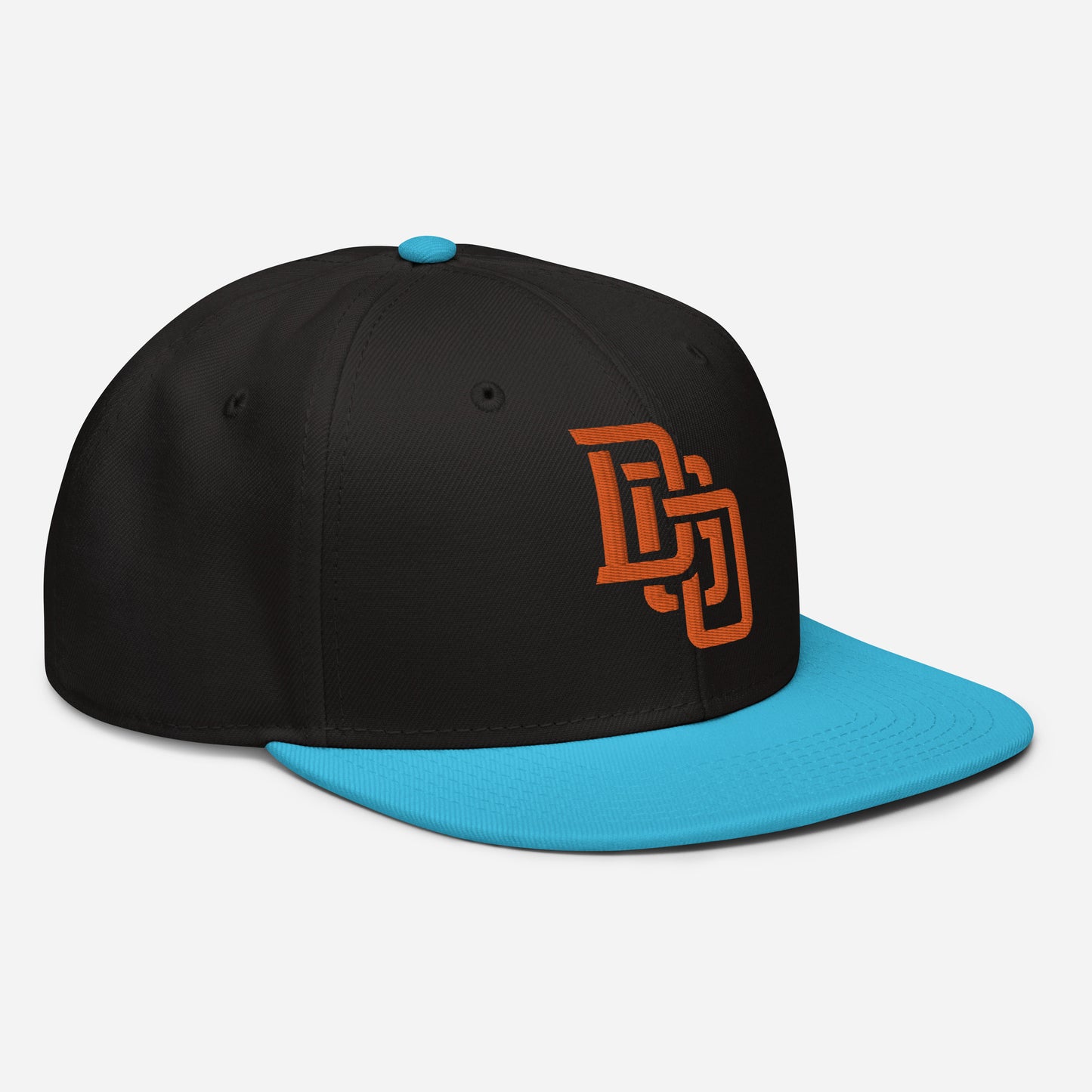 "DGO" Snapback | Otto Cap 125-978 | E Luna Brand ESSENTIAL Duocrest 2 Orange Thread Logos: Front & Left