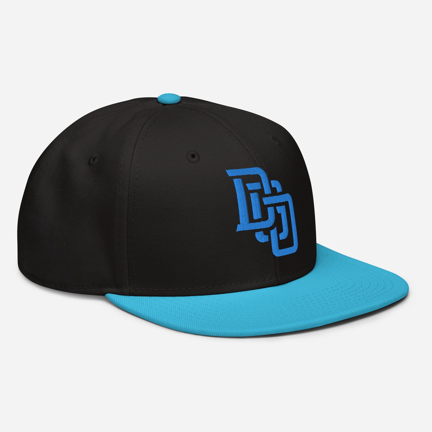 "DGO" Snapback | Otto Cap 125-978 | E Luna Brand ESSENTIAL Duocrest 2 Aqua/Teal Thread Logos: Front & Left