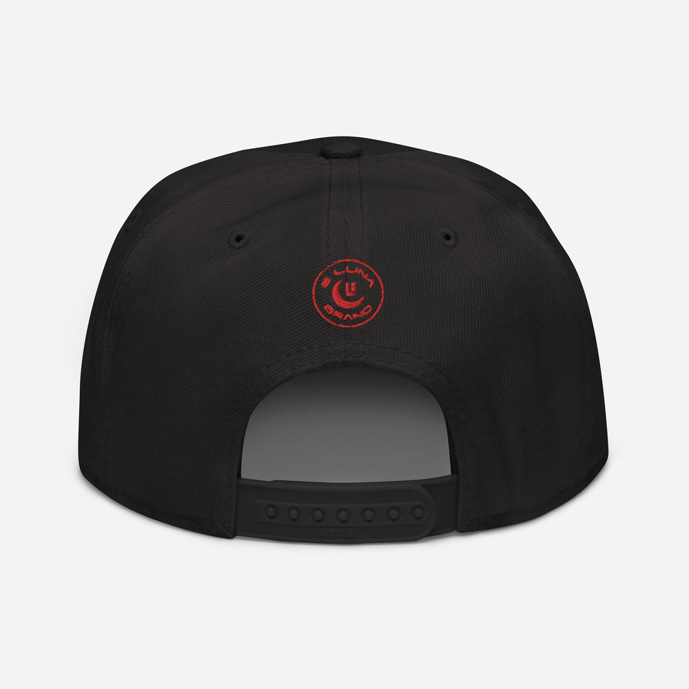 "213" Snapback | Otto Cap 125-978 | E Luna SELECT Tricrest 3 Red Thread Front, Left Side & Back Logos