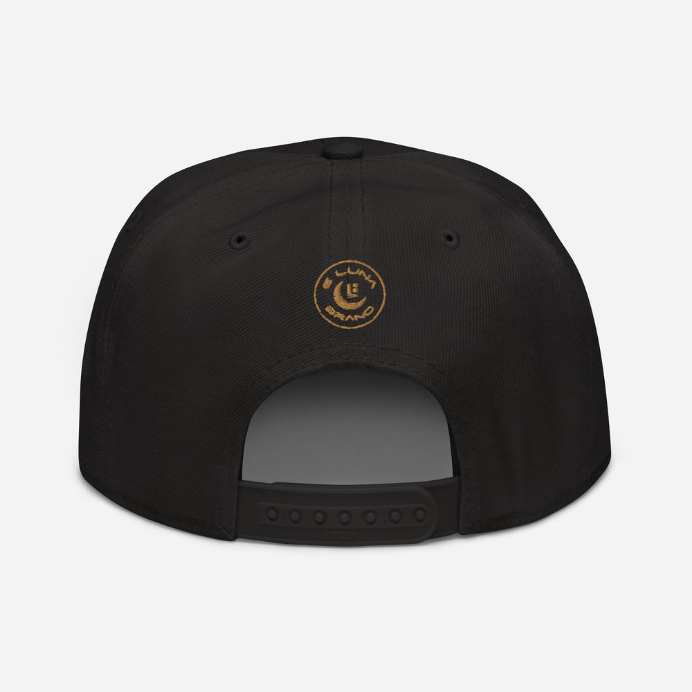Gorra SAN Snapback | E Luna Brand SELECT | 3 logotipos de hilo dorado antiguo | Edición 3D Puff
