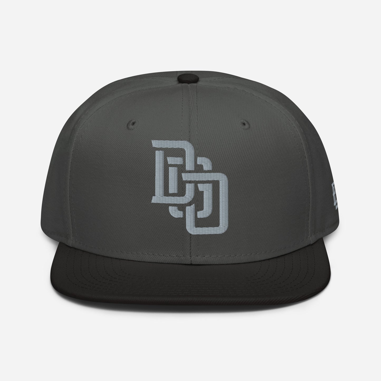 "DGO" Snapback | Otto Cap 125-978 | E Luna Brand ESSENTIAL Duocrest 2 Grey Thread Logos: Front & Left