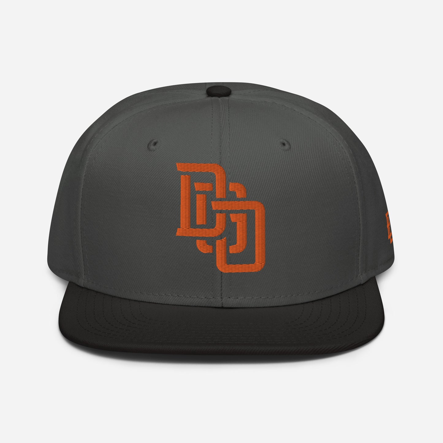 "DGO" Snapback | Otto Cap 125-978 | E Luna Brand ESSENTIAL Duocrest 2 Orange Thread Logos: Front & Left