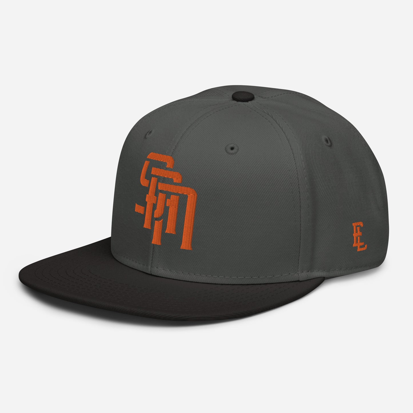 "SAN" Snapback | Otto Cap 125-978 | E Luna Brand ESSENTIAL Duocrest 2 Orange Thread Logos: Front & Left