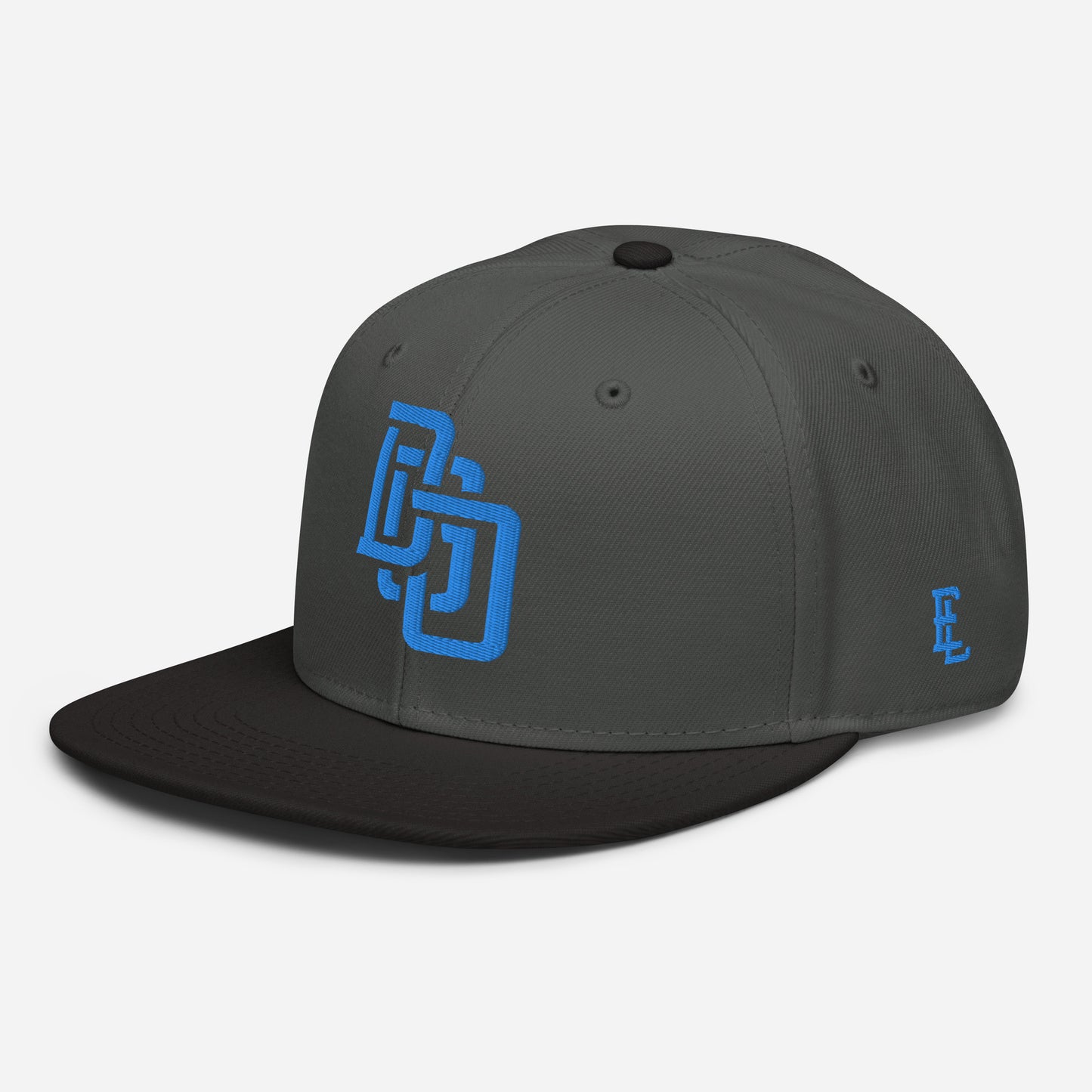 "DGO" Snapback | Otto Cap 125-978 | E Luna Brand ESSENTIAL Duocrest 2 Aqua/Teal Thread Logos: Front & Left