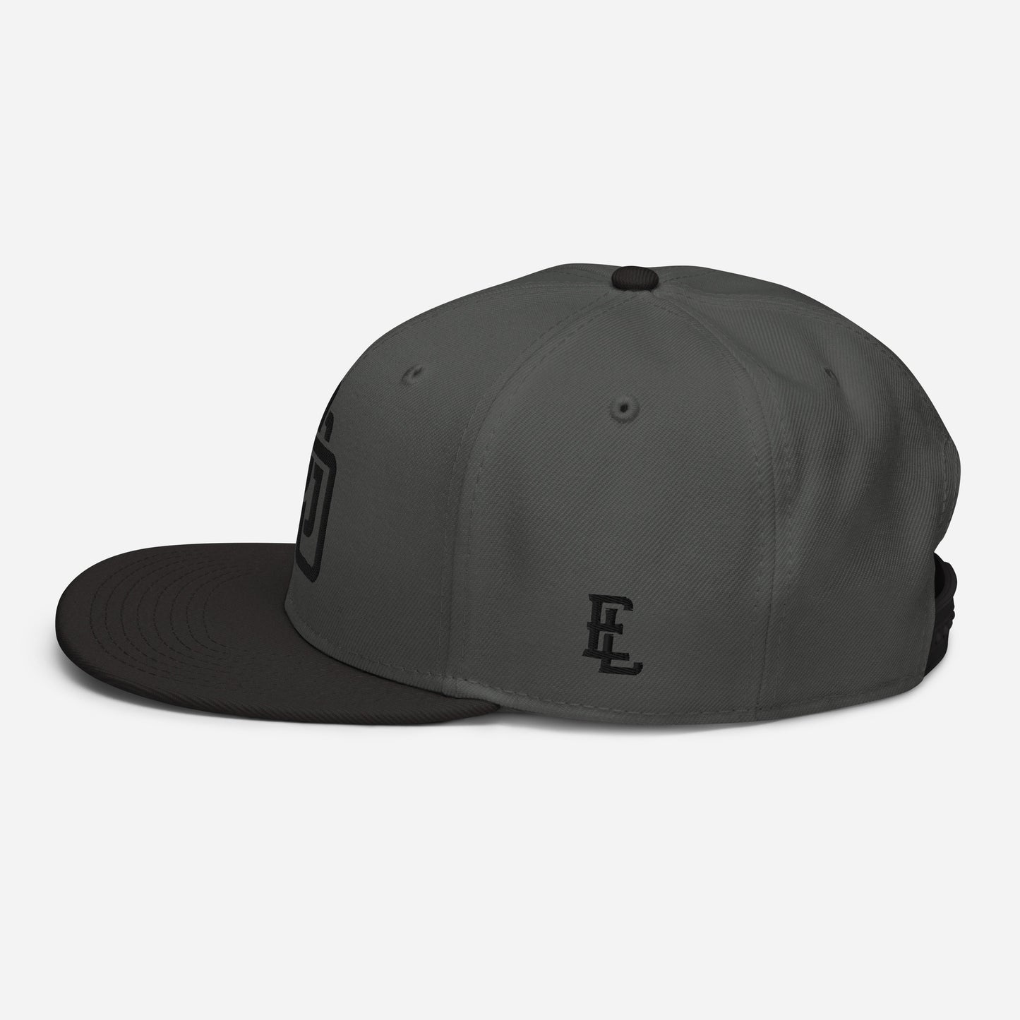 "DGO" Snapback | Otto Cap 125-978 | E Luna Brand ESSENTIAL Duocrest 2 Black Thread Logos: Front & Left