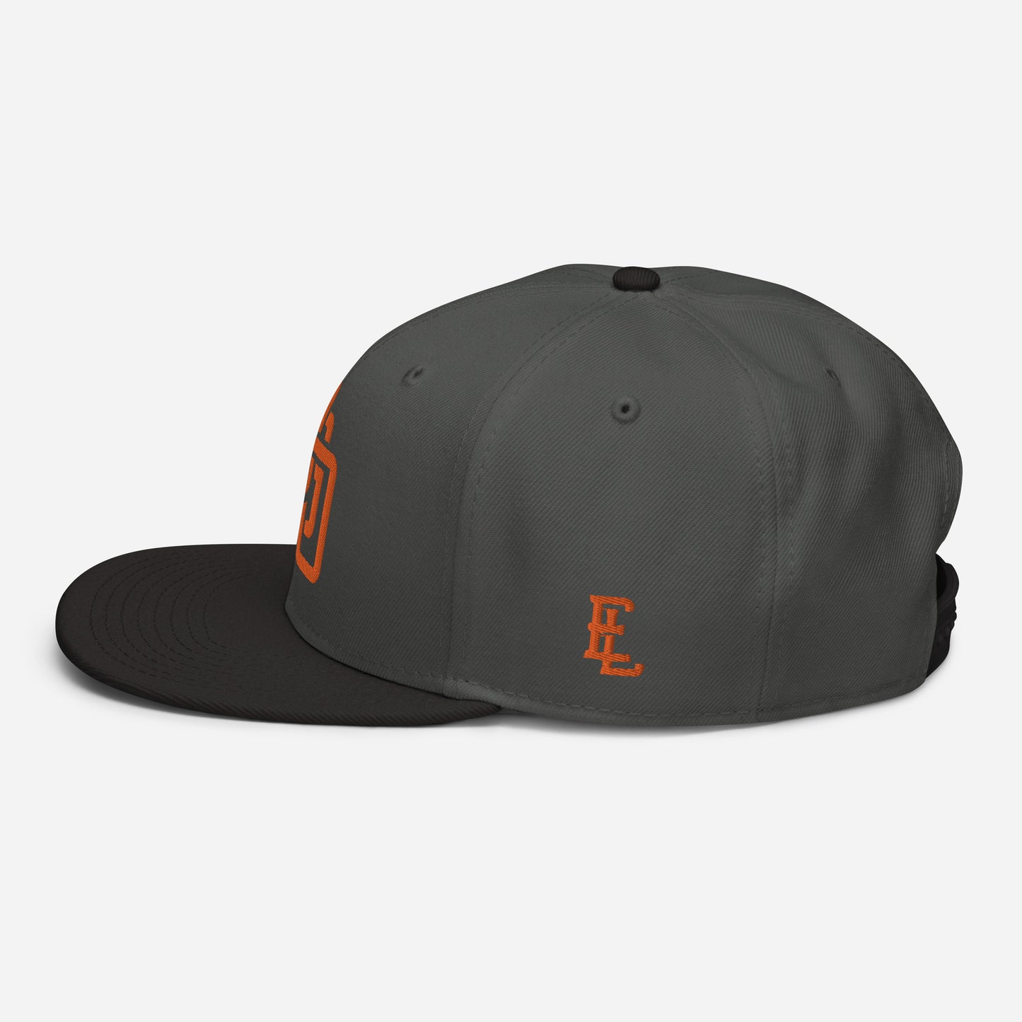 "DGO" Snapback | Otto Cap 125-978 | E Luna Brand ESSENTIAL Duocrest 2 Orange Thread Logos: Front & Left