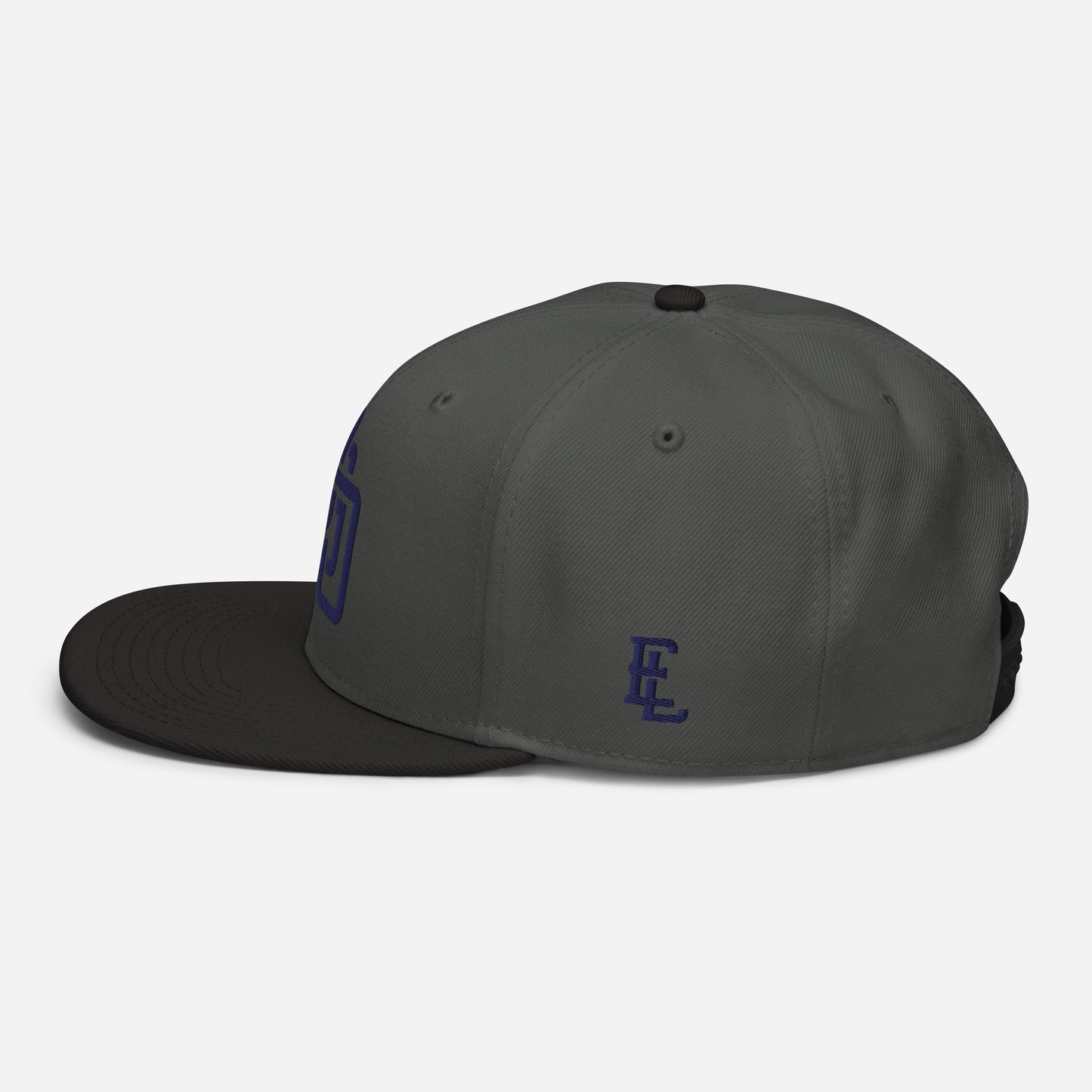 "DGO" Snapback | Otto Cap 125-978 | E Luna Brand ESSENTIAL Duocrest 2 Navy Thread Logos: Front & Left