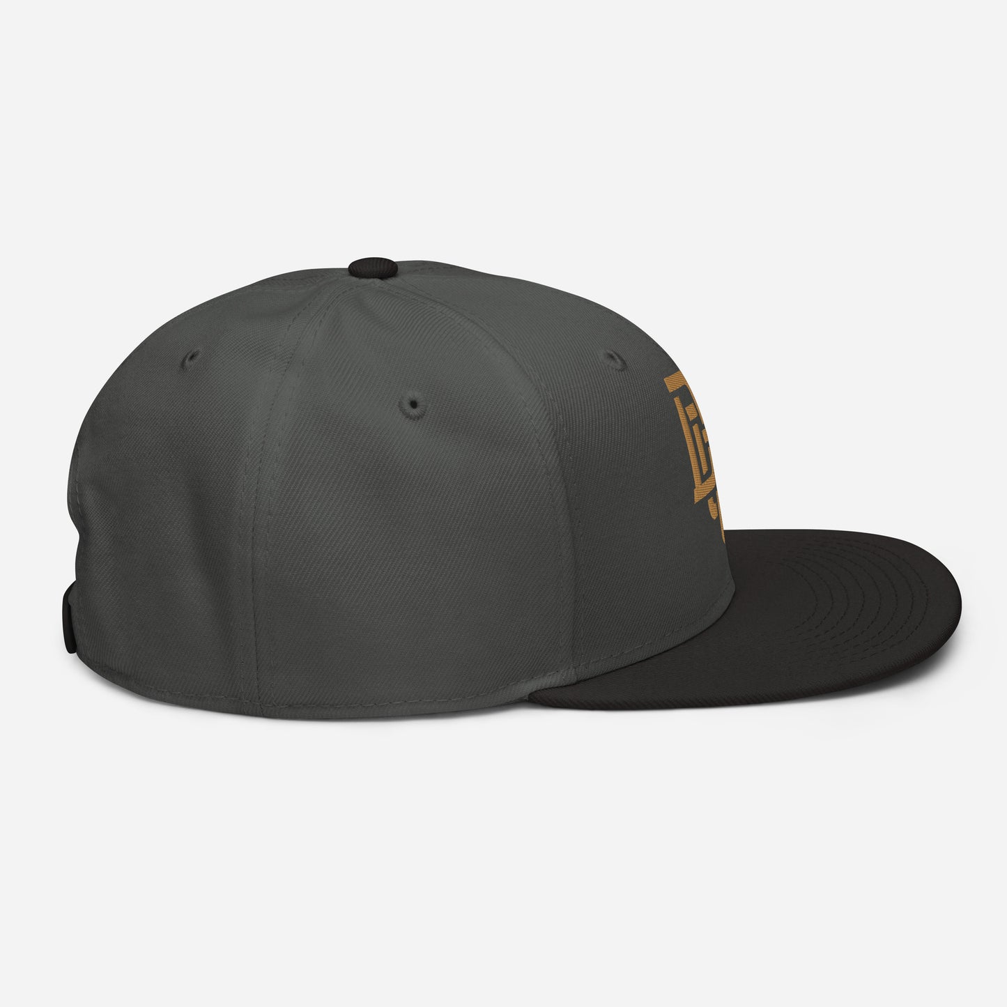 "DGO" Snapback | Otto Cap 125-978 | E Luna Brand ESSENTIAL Duocrest 2 Old Gold Thread Logos: Front & Left