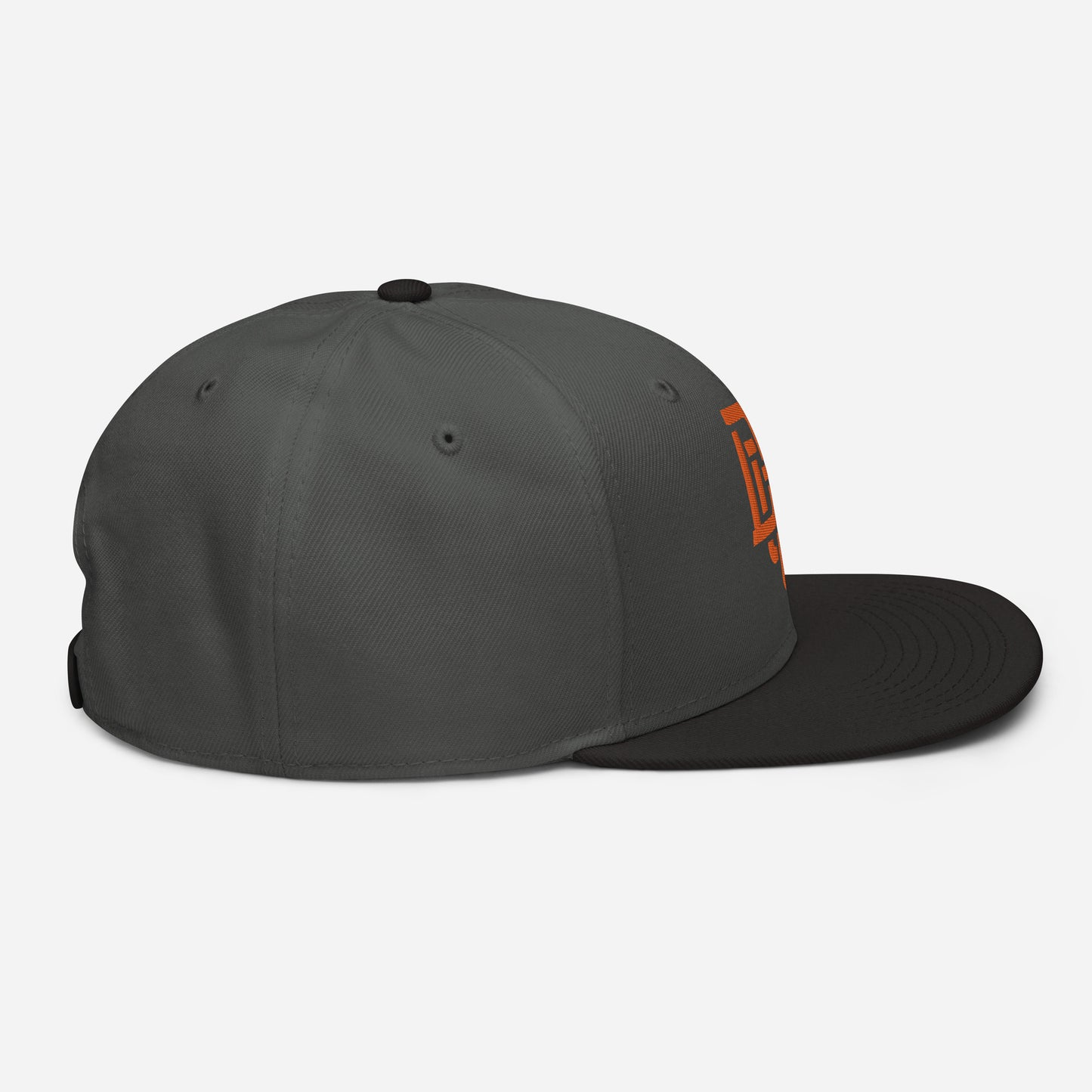 "DGO" Snapback | Otto Cap 125-978 | E Luna Brand ESSENTIAL Duocrest 2 Orange Thread Logos: Front & Left