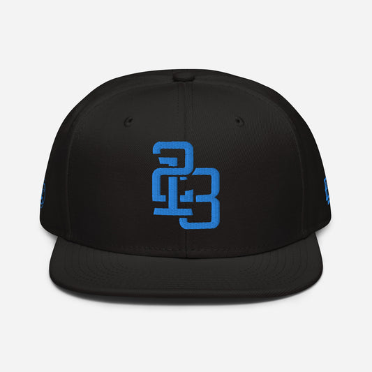 "213" Snapback | Otto Cap 125-978 | E Luna EXCLUSIVE Tricrest 3 Aqua/Teal Thread Front, Left Side & Right Side Logos