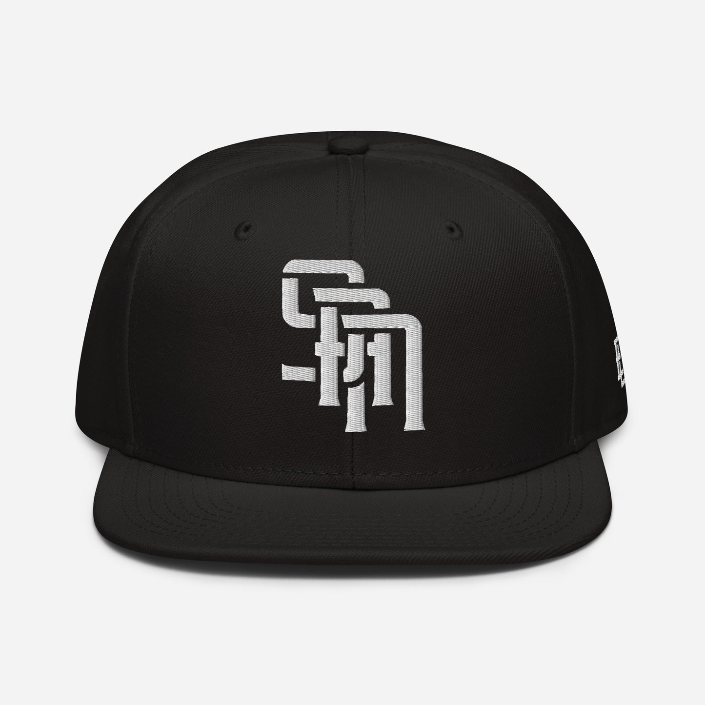 "SAN" Snapback | Otto Cap 125-978 | E Luna Brand ESSENTIAL Duocrest 2 White Thread Logos: Front & Left